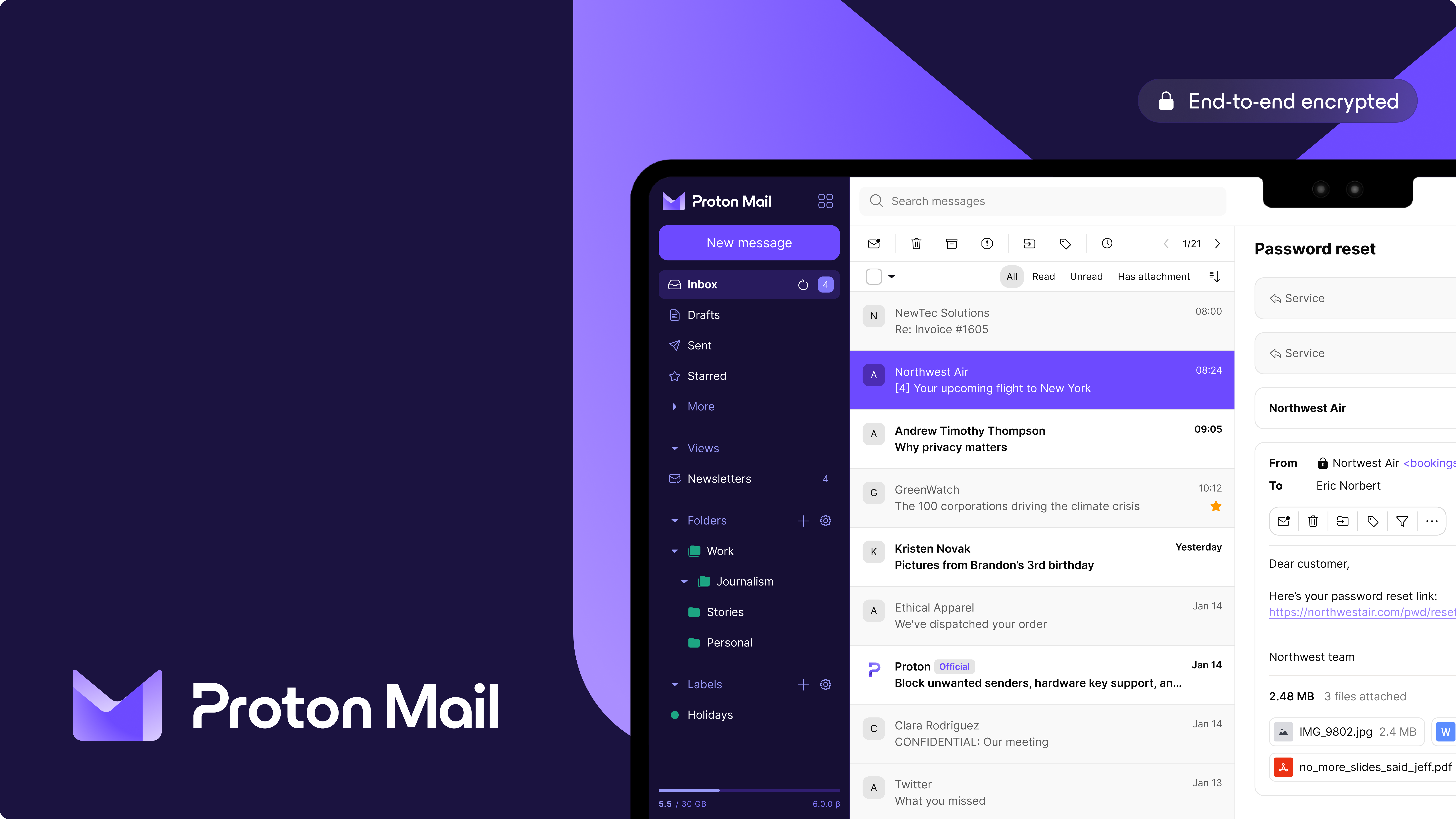 Screenshot of Proton Mail